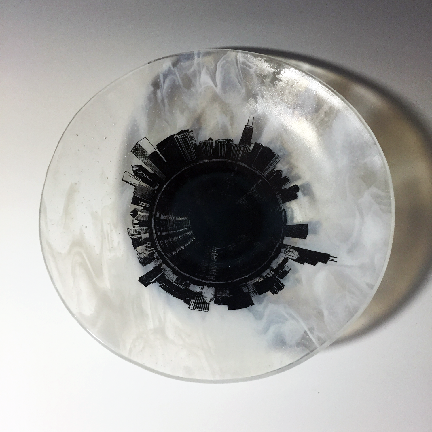 Chicago Skyline Fused Glass Large 13" Bowl| Made to order