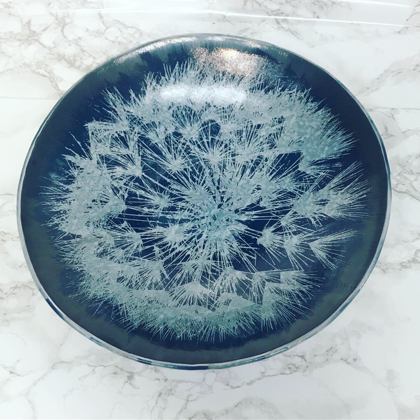Dandelion Fused Glass Large 13" Serving Bowl | Made to order