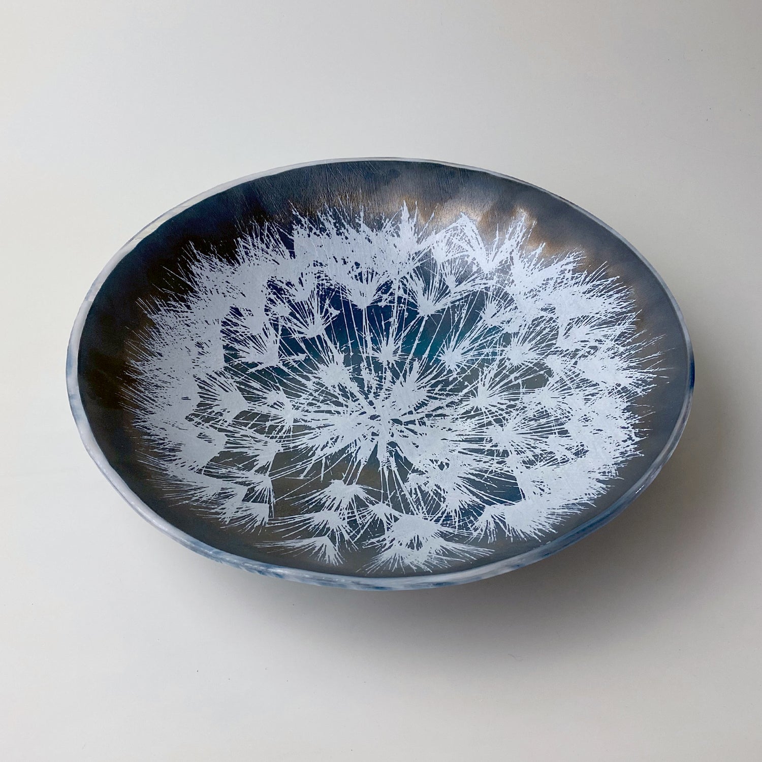 Dandelion Fused Glass Large 13" Serving Bowl | Made to order