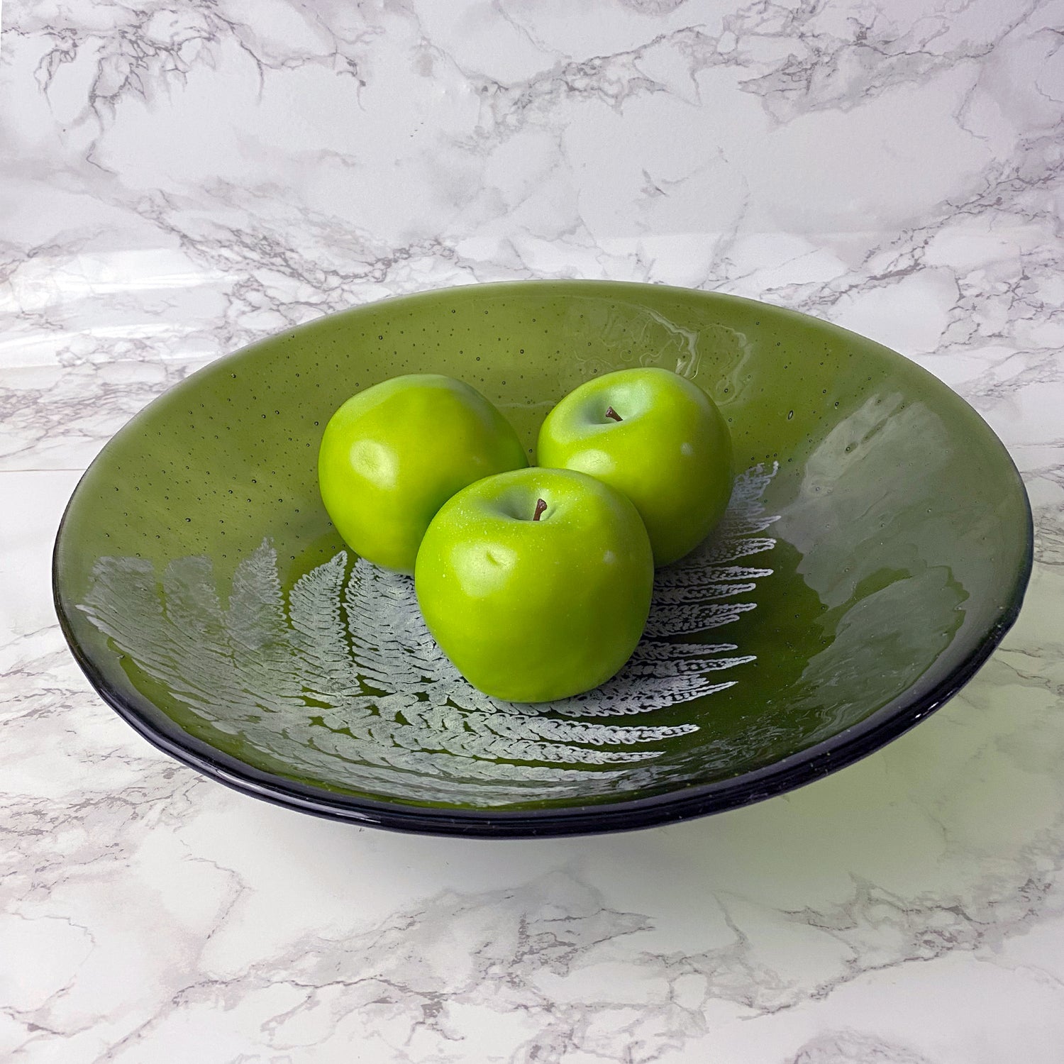 Fern Leaf  Fused Glass 13" Large Serving Bowl | Made to order