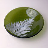 Fern Leaves Fused Glass 13" Large Serving Bowl | Made to order