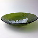 Fern Leaves Fused Glass 13" Large Serving Bowl | Made to order