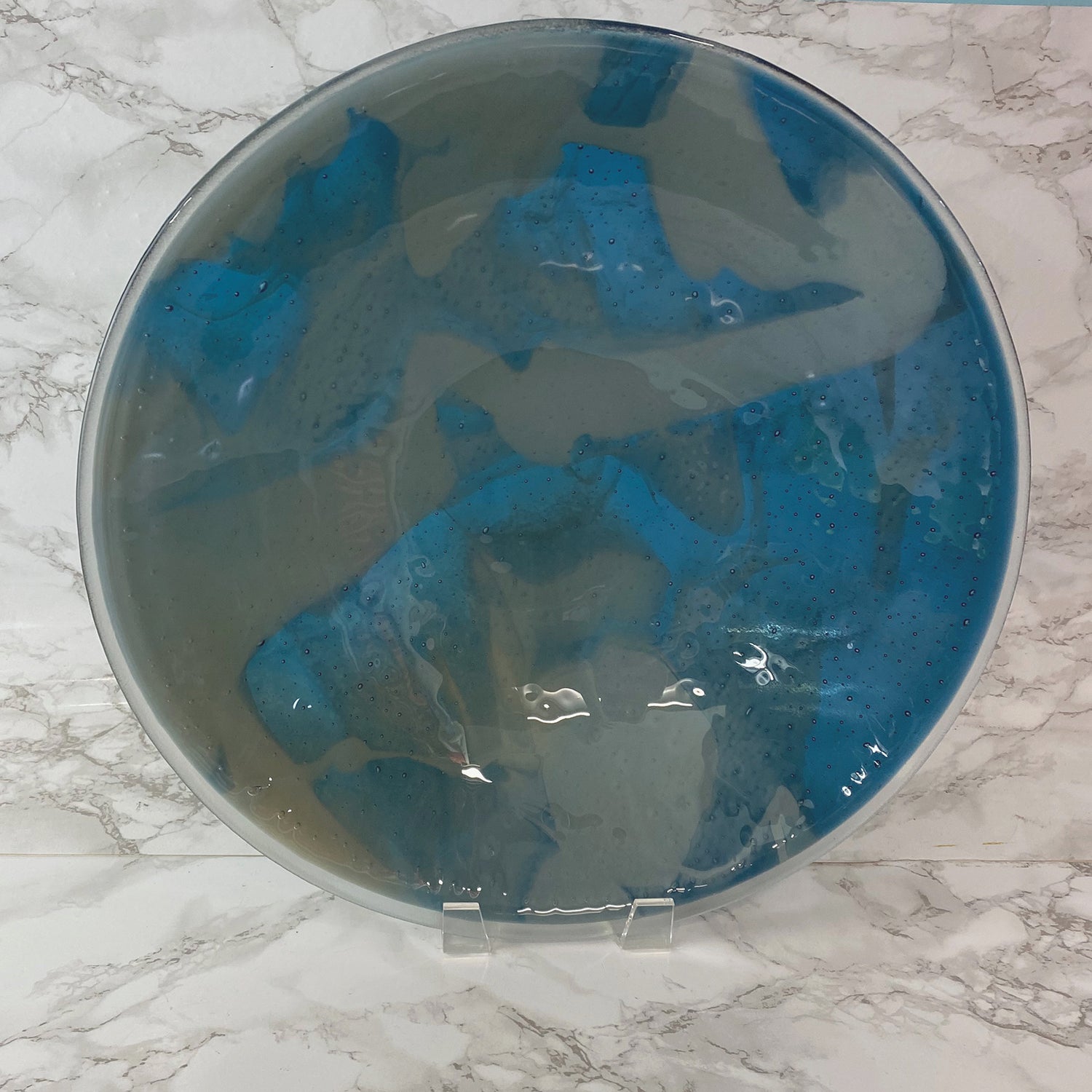 One of a Kind Steel Blue and Gray Large Bowl
