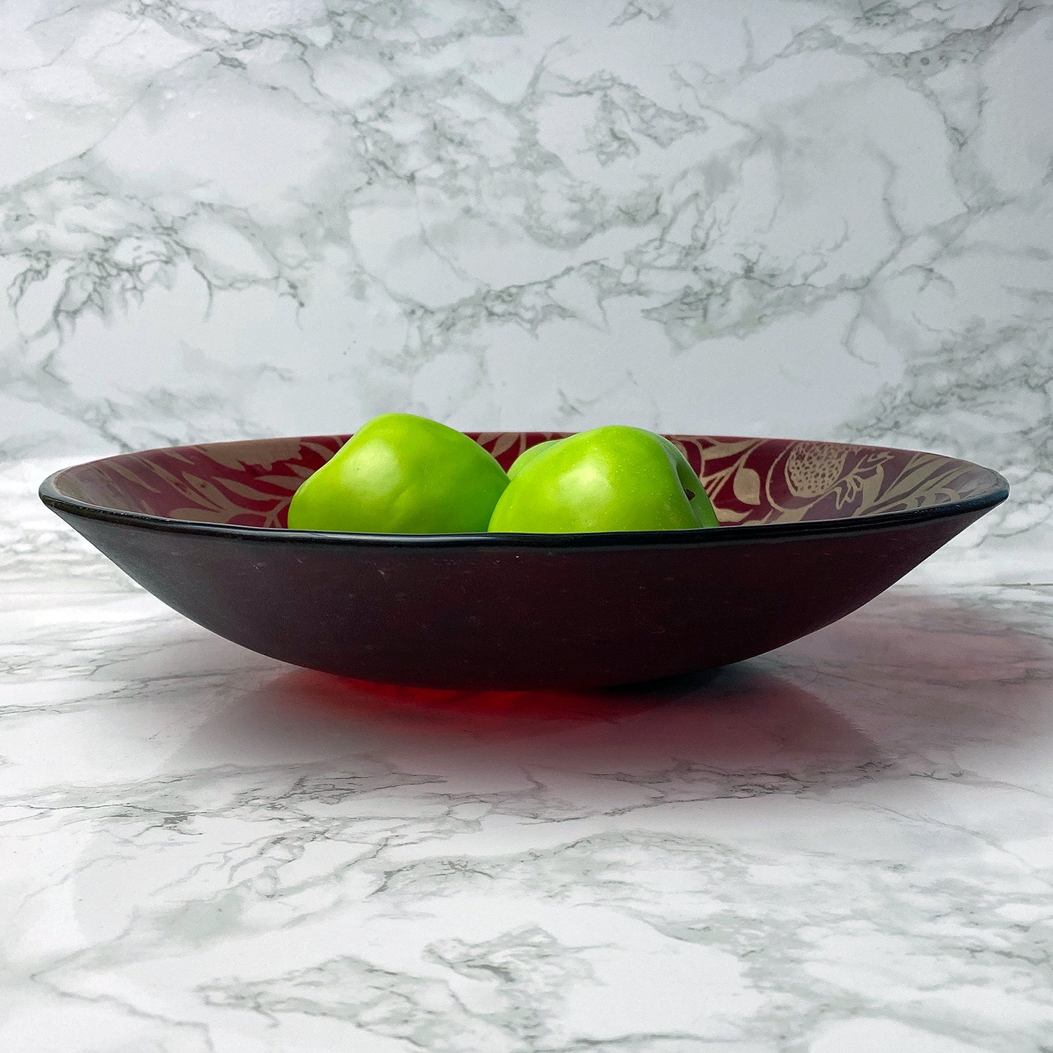 Pomegranate Fused Glass Large 13" Serving Bowl | Made to order