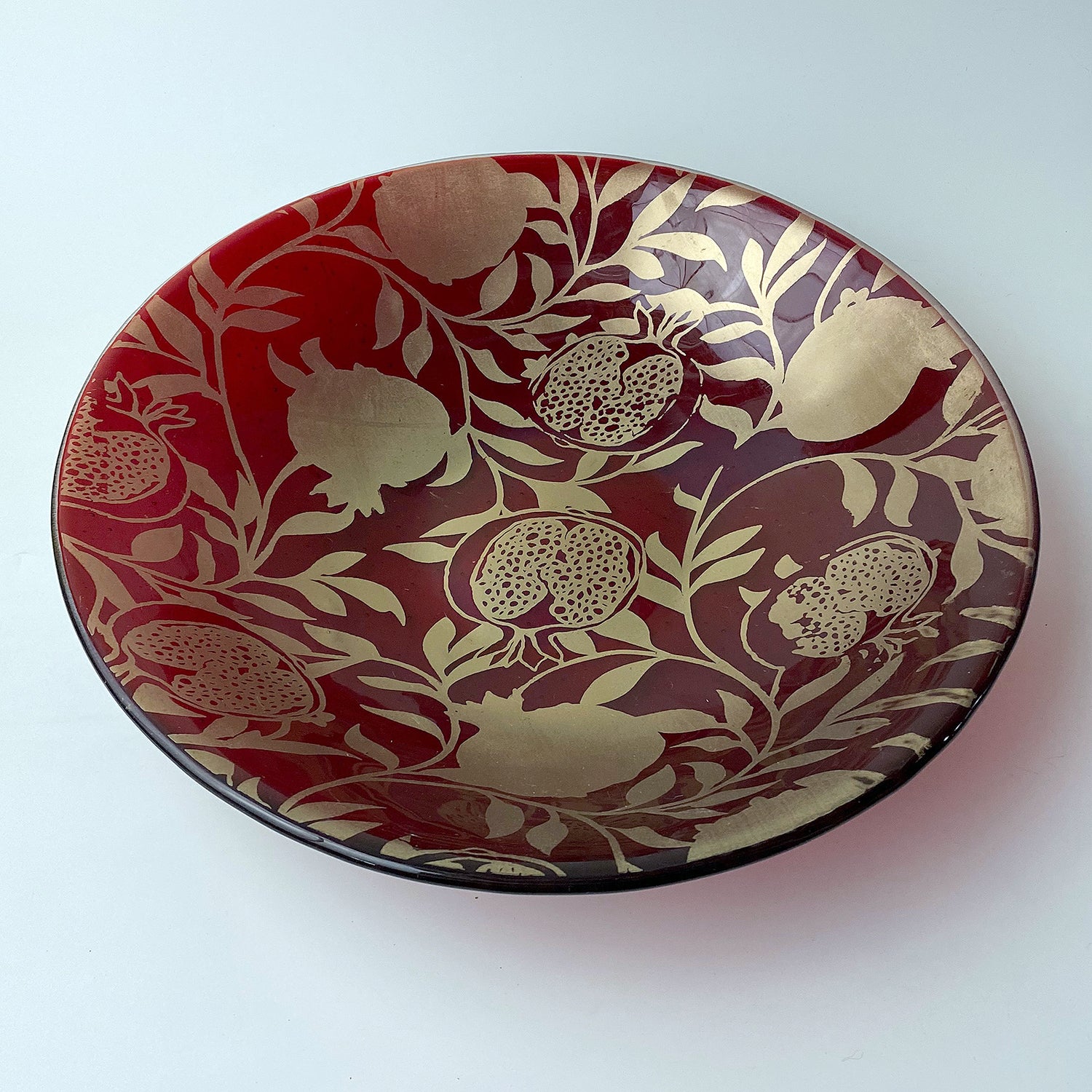Pomegranate Fused Glass Large 13" Serving Bowl | Made to order