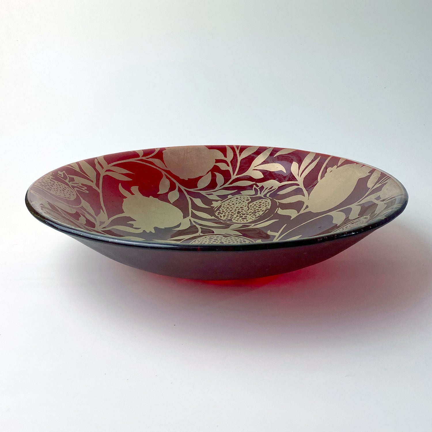 Pomegranate Fused Glass Large 13" Serving Bowl | Made to order