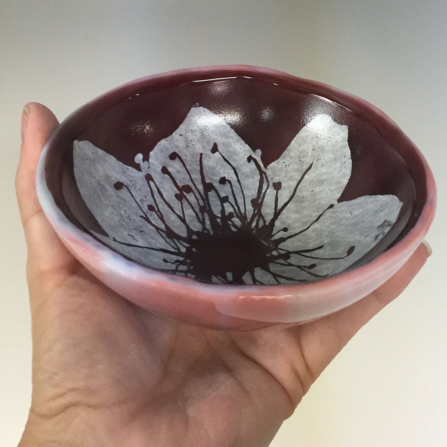 Cherry Blossom Fused Glass 5" Small Bowl