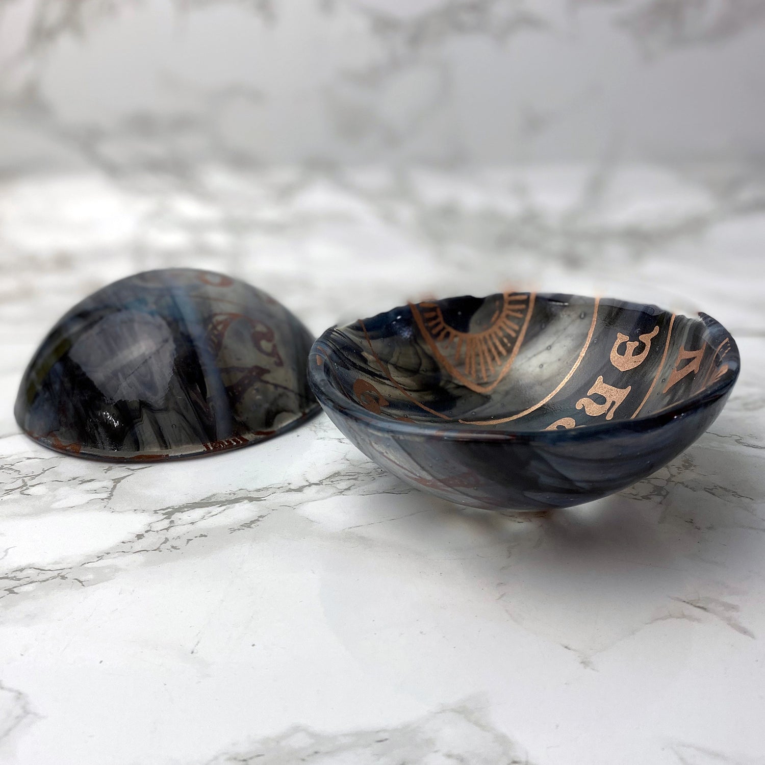 GOODBYE Ouija Board Fused Glass 5" Small Bowl