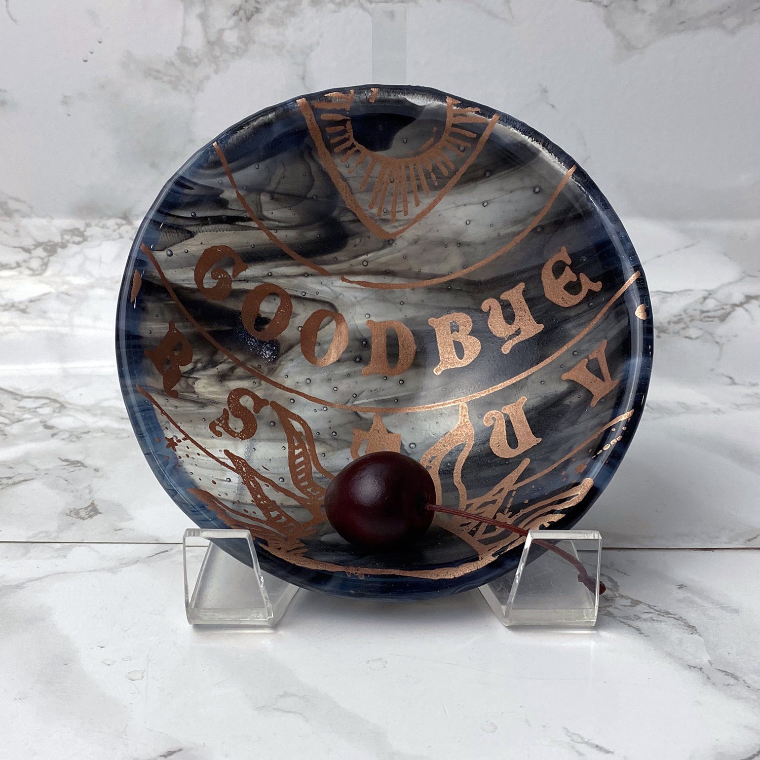 GOODBYE Ouija Board Fused Glass 5" Small Bowl