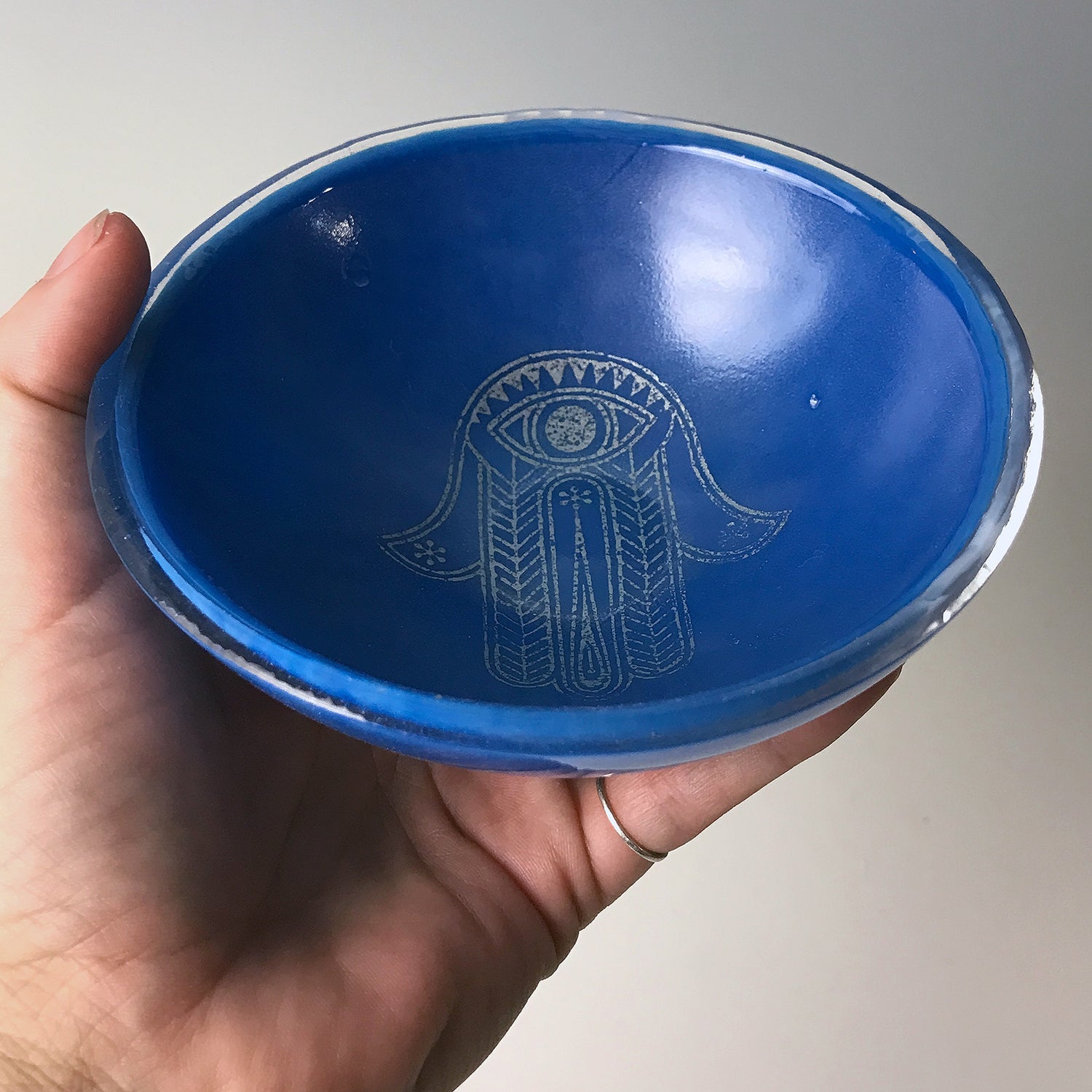 Hamsa Fused Glass 5" Small Bowl