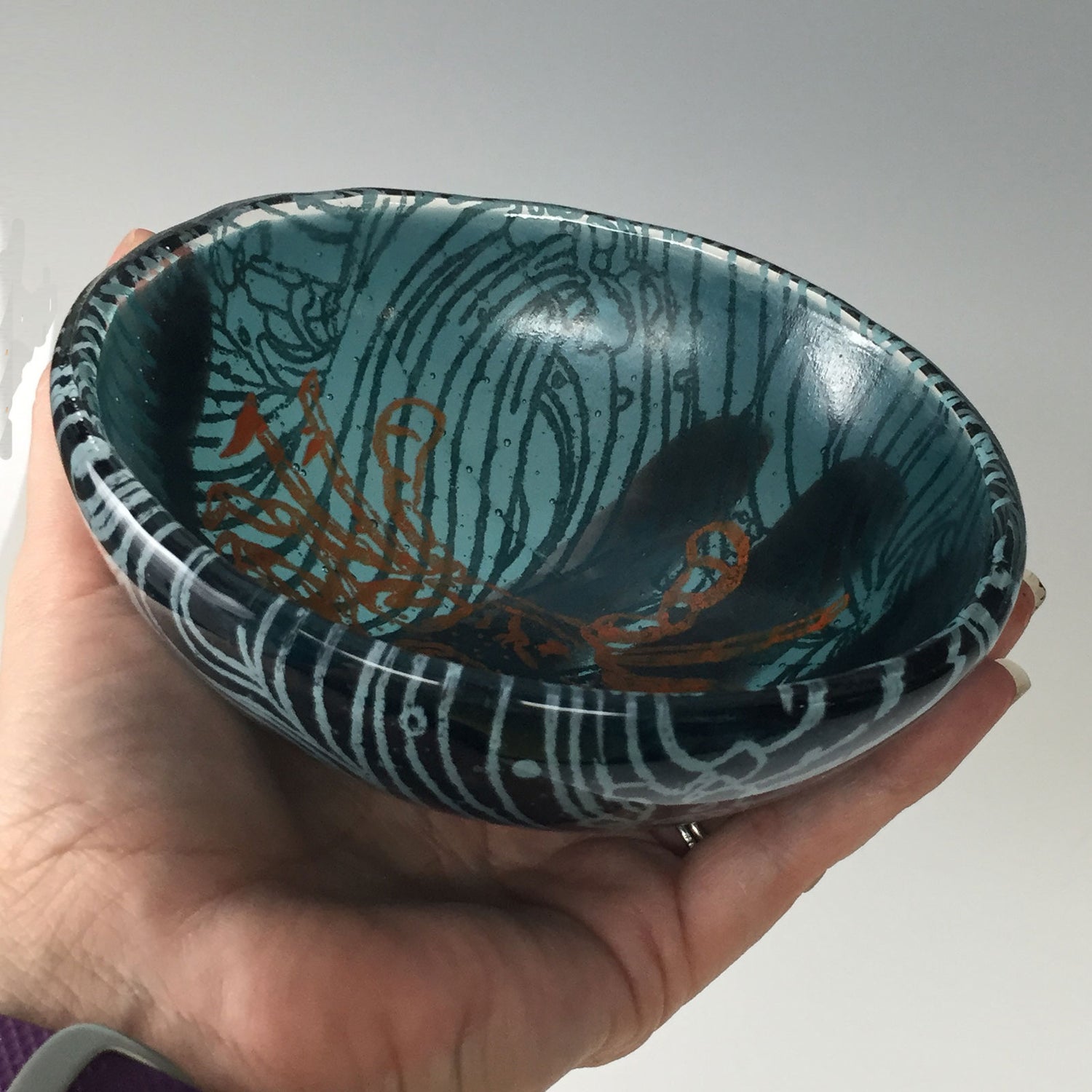 Maryland Crab Fused Glass 5" Small Bowl - made to order