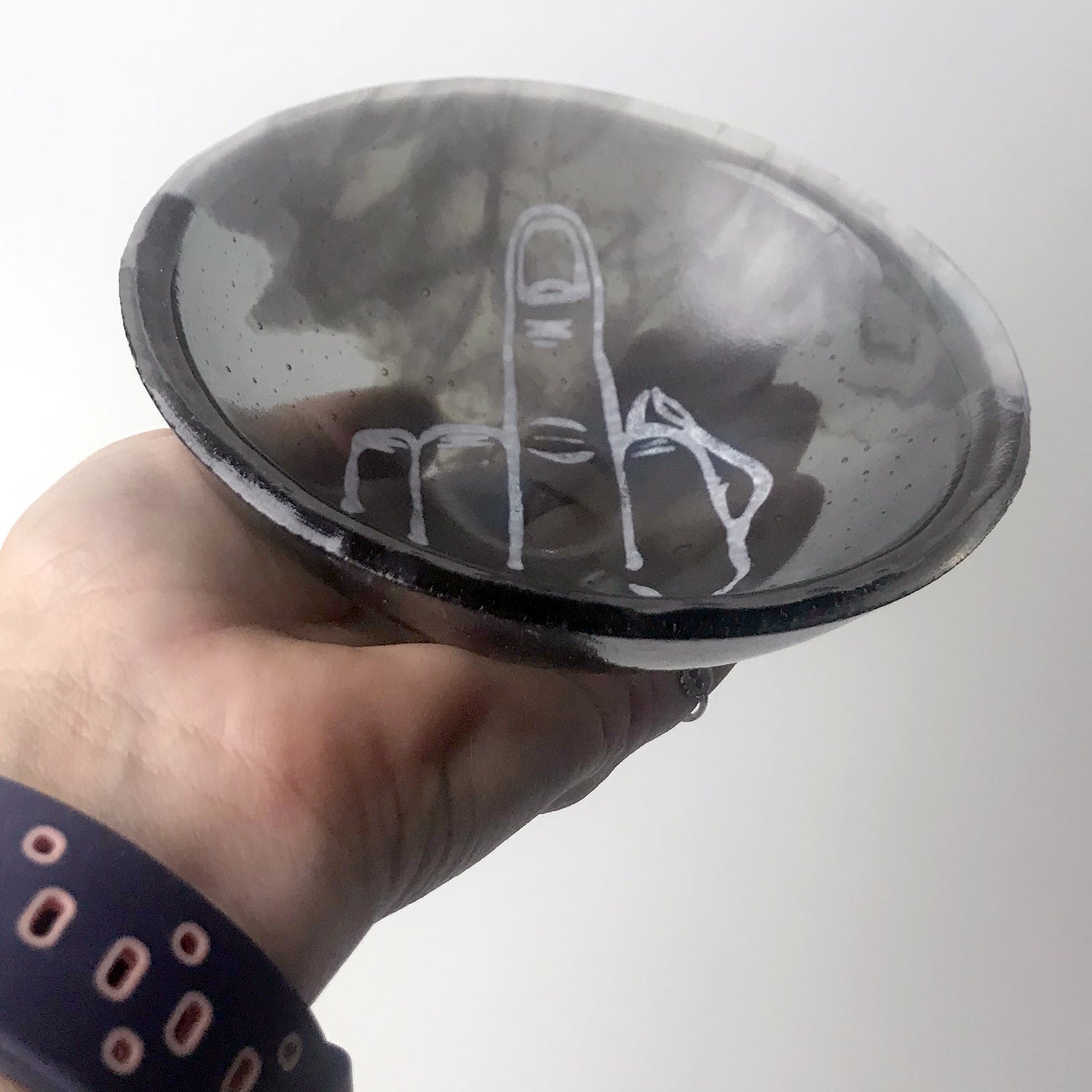 Middle Finger Fused Glass 5" Small Bowl