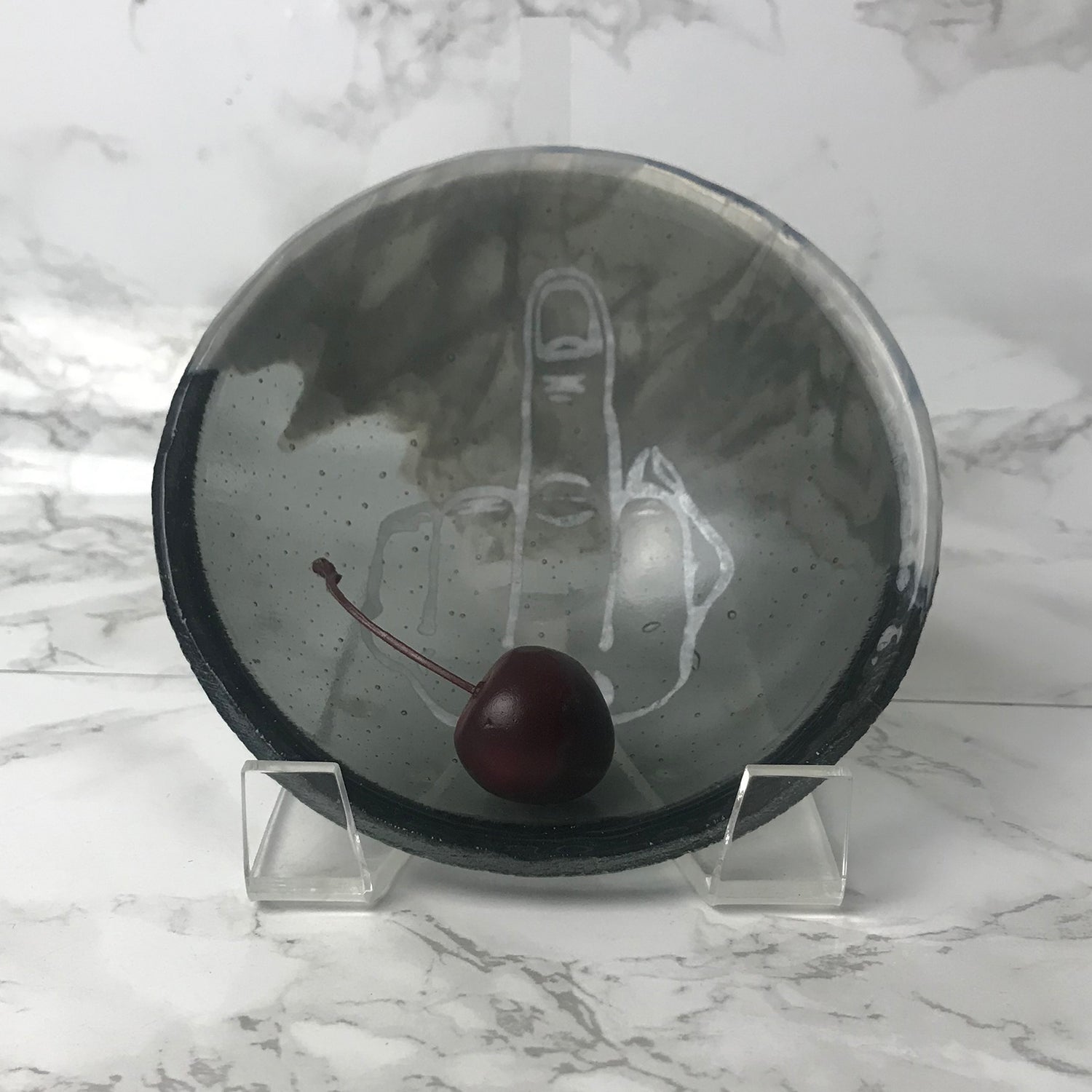 Middle Finger Fused Glass 5" Small Bowl