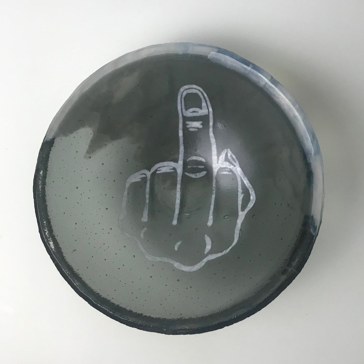 Middle Finger Fused Glass 5" Small Bowl