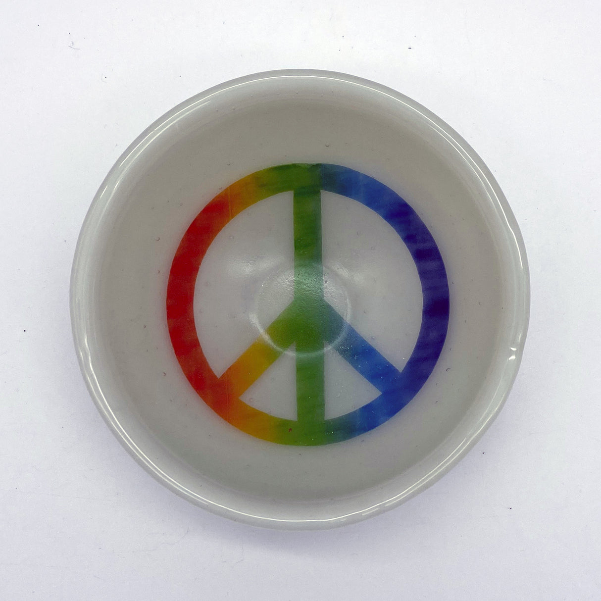 Rainbow Peace Fused Glass 5" Small Bowl