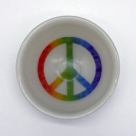 Rainbow Peace Fused Glass 5" Small Bowl