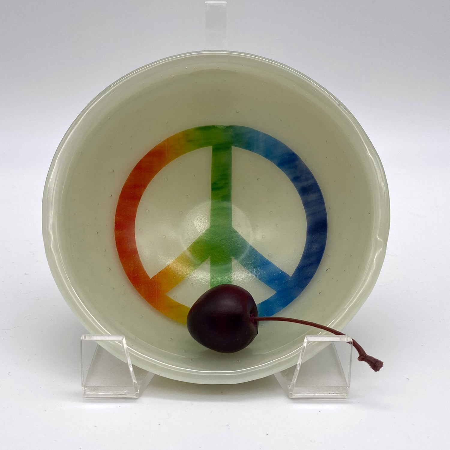 Rainbow Peace Fused Glass 5" Small Bowl