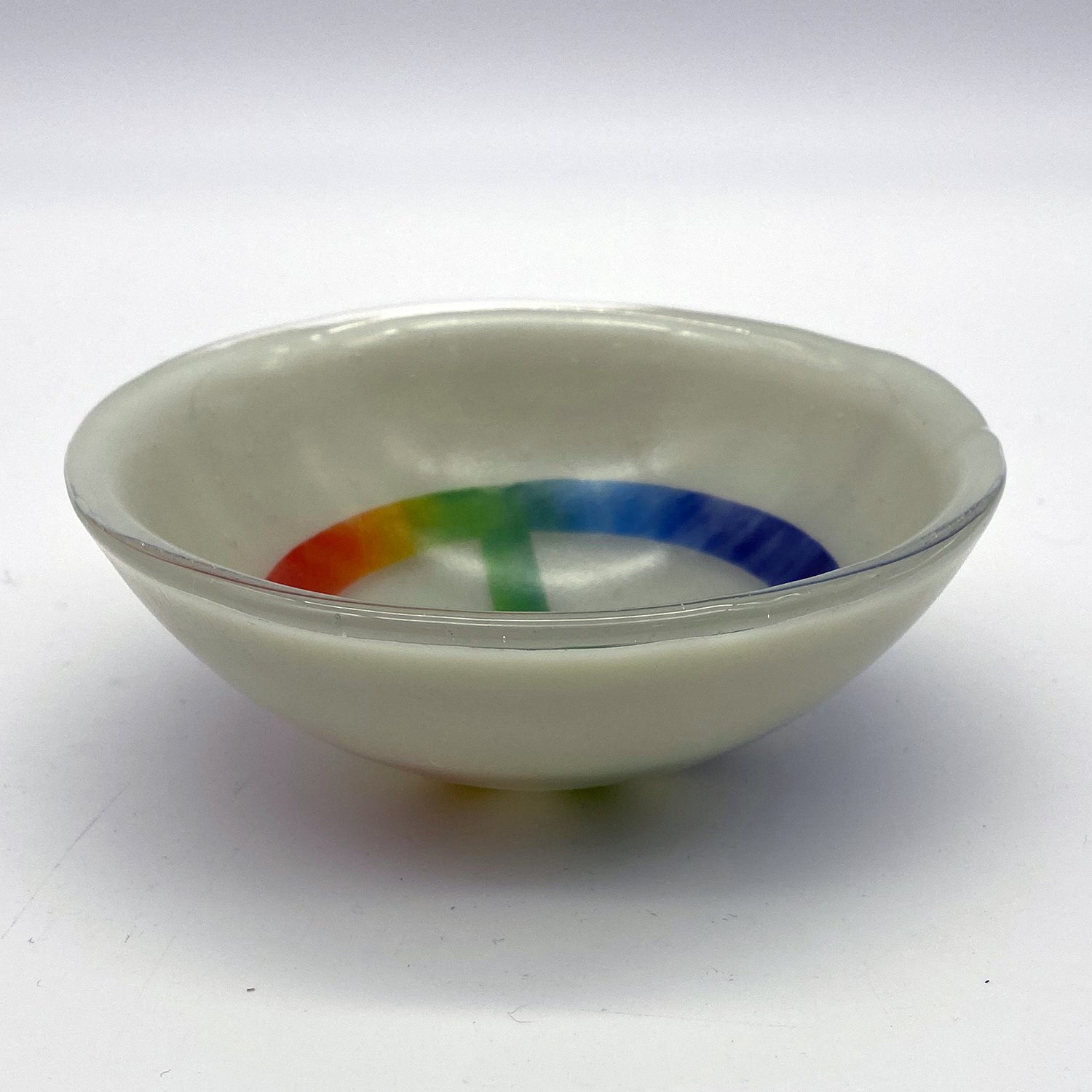 Rainbow Peace Fused Glass 5" Small Bowl