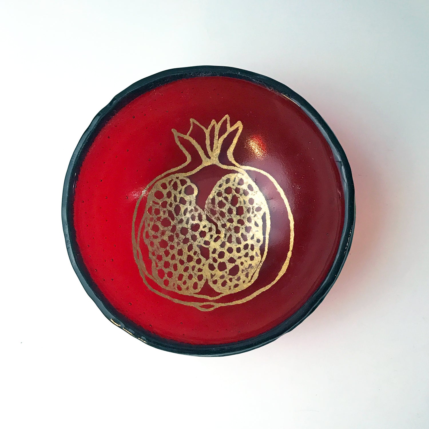 Pomegranate Fused Glass 5" Small Bowl