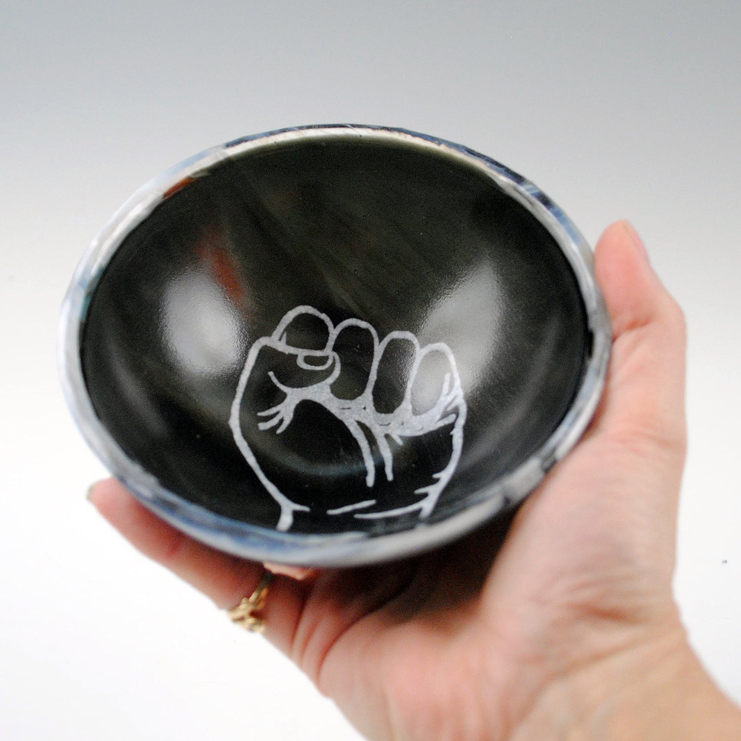 Resist Sign Fused Glass 5" Small Bowl