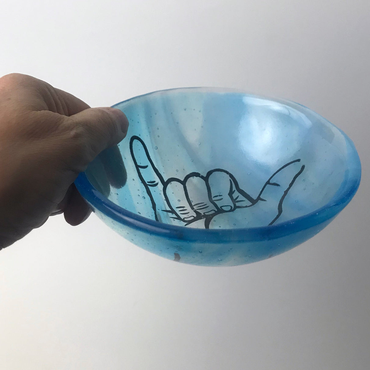 Shaka Hang Loose Fused Glass 5" Small Bowl