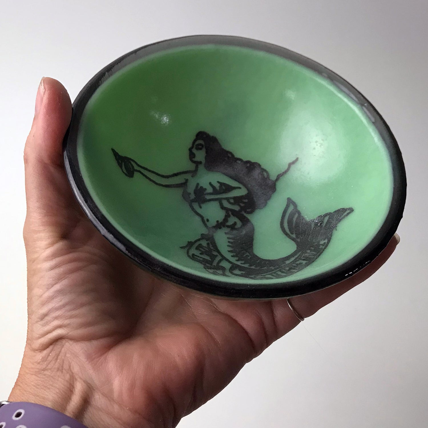 Sirena Loteria Mermaid  Fused Glass 5" Small Bowl