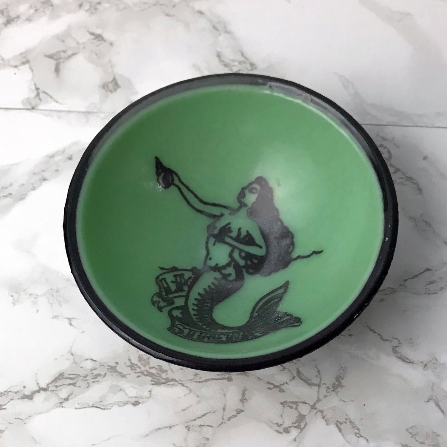 Sirena Loteria Mermaid  Fused Glass 5" Small Bowl