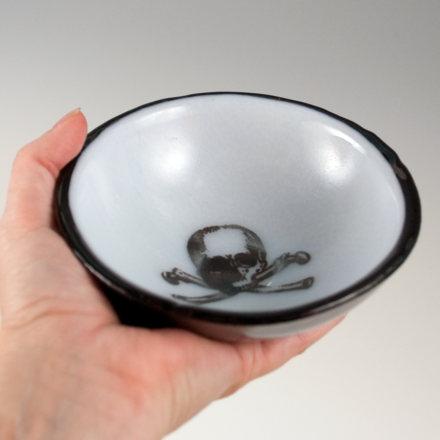Skull Fused Glass 5" Small Bowl