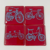 Bikes Fused Glass 4" Coaster 4-pack
