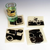 Vintage Camera Fused Glass 4" Coaster 4-pack