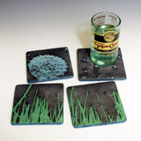 Dandelion Fused Glass 4" Coaster 4-pack