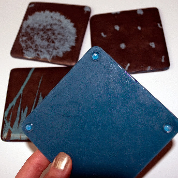 Dandelion Fused Glass 4" Coaster 4-pack