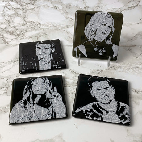 Schitt's Creek  Fused Glass 4" Coaster 4-pack