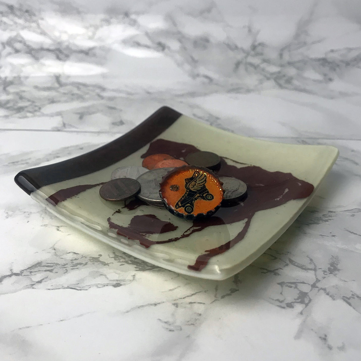 Bully Dog 4.5" Handmade Fused Glass Catch-all Dish