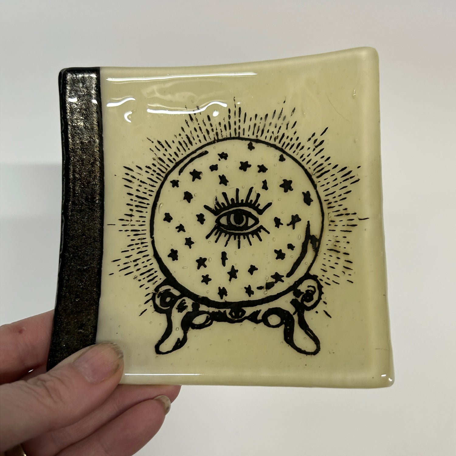 Crystal Ball 4.5" Handmade Fused Glass Catch-all Dish