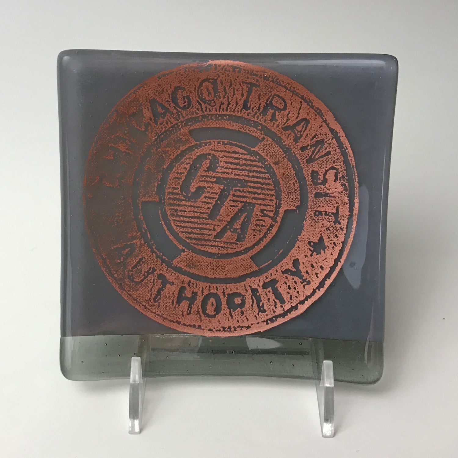 Chicago CTA Token 4.5" Handmade Fused Glass Catch-all Dish
