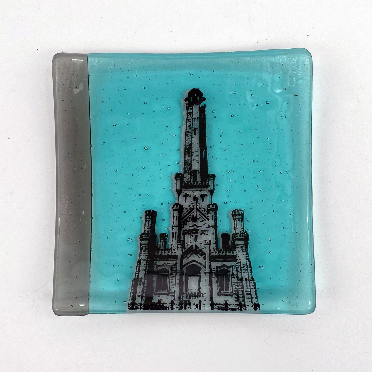 Chicago Water Tower 4.5" Handmade Fused Glass Catch-all Dish