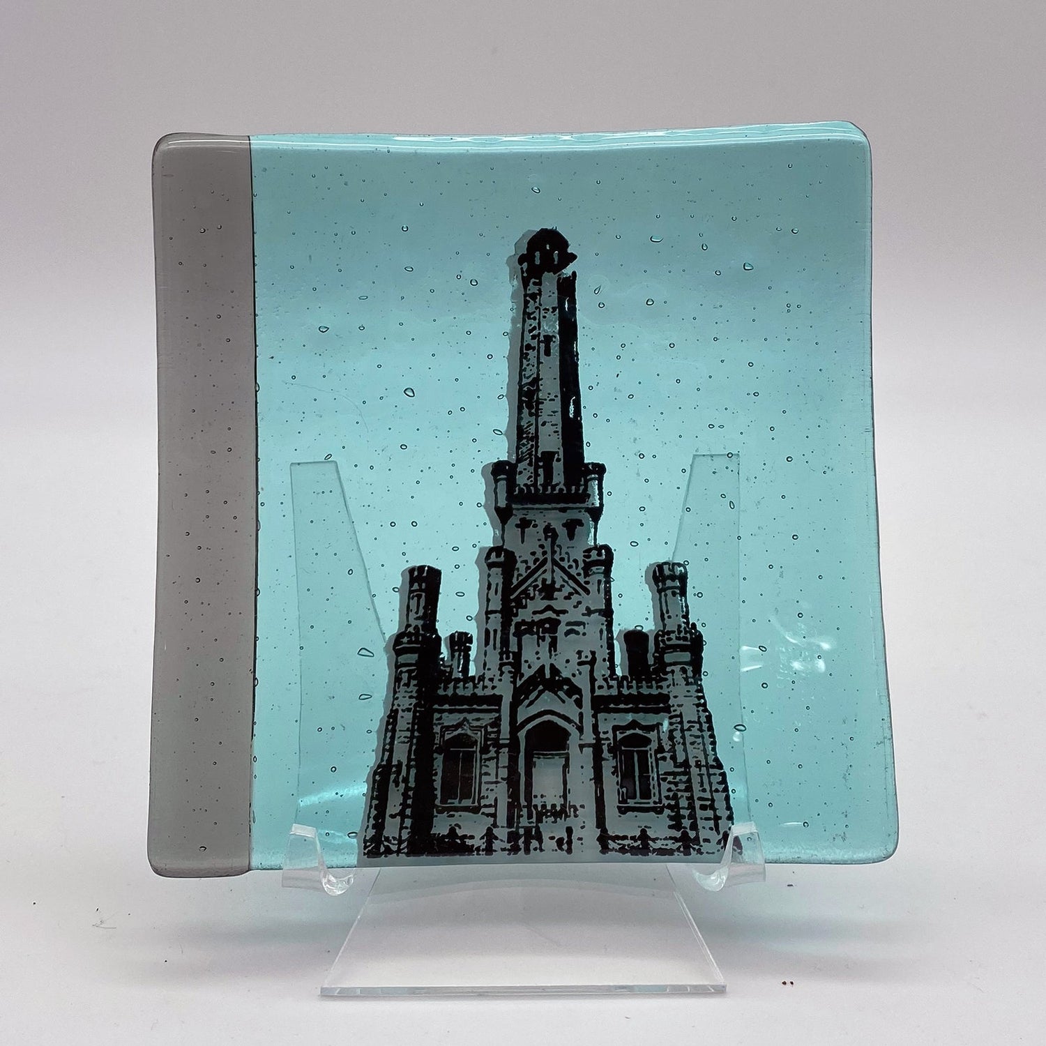 Chicago Water Tower 4.5" Handmade Fused Glass Catch-all Dish