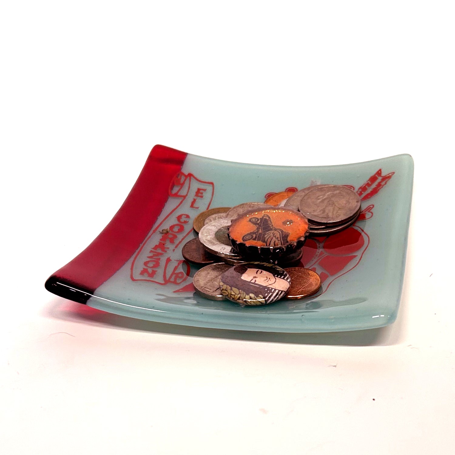 Corazon 4.5" Handmade Fused Glass Catch-all Dish