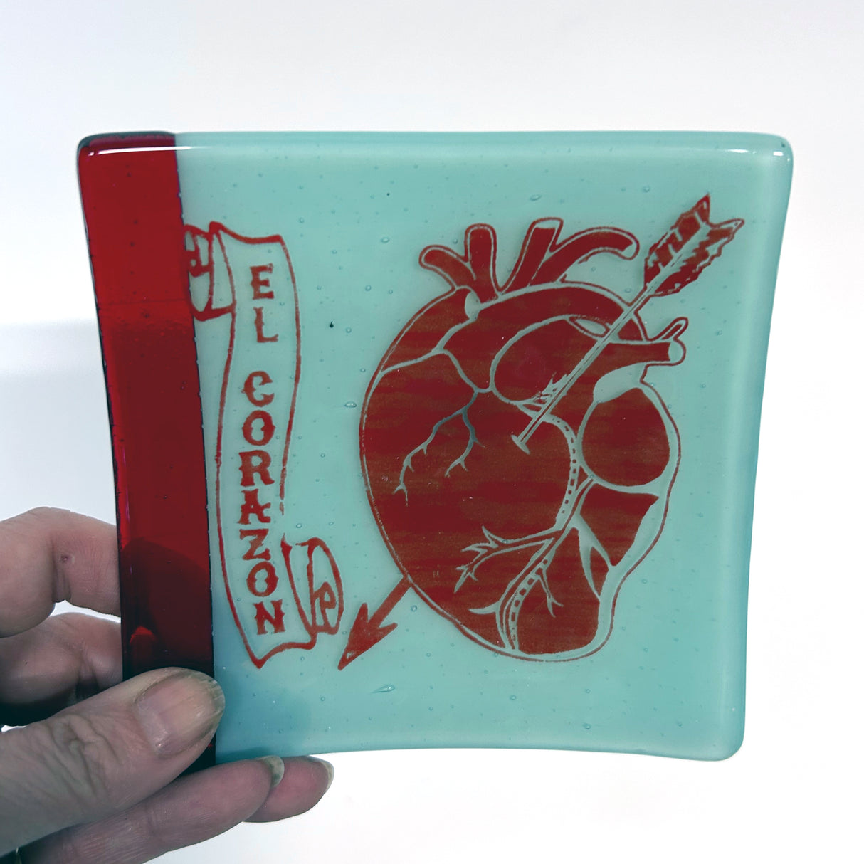 Corazon 4.5" Handmade Fused Glass Catch-all Dish