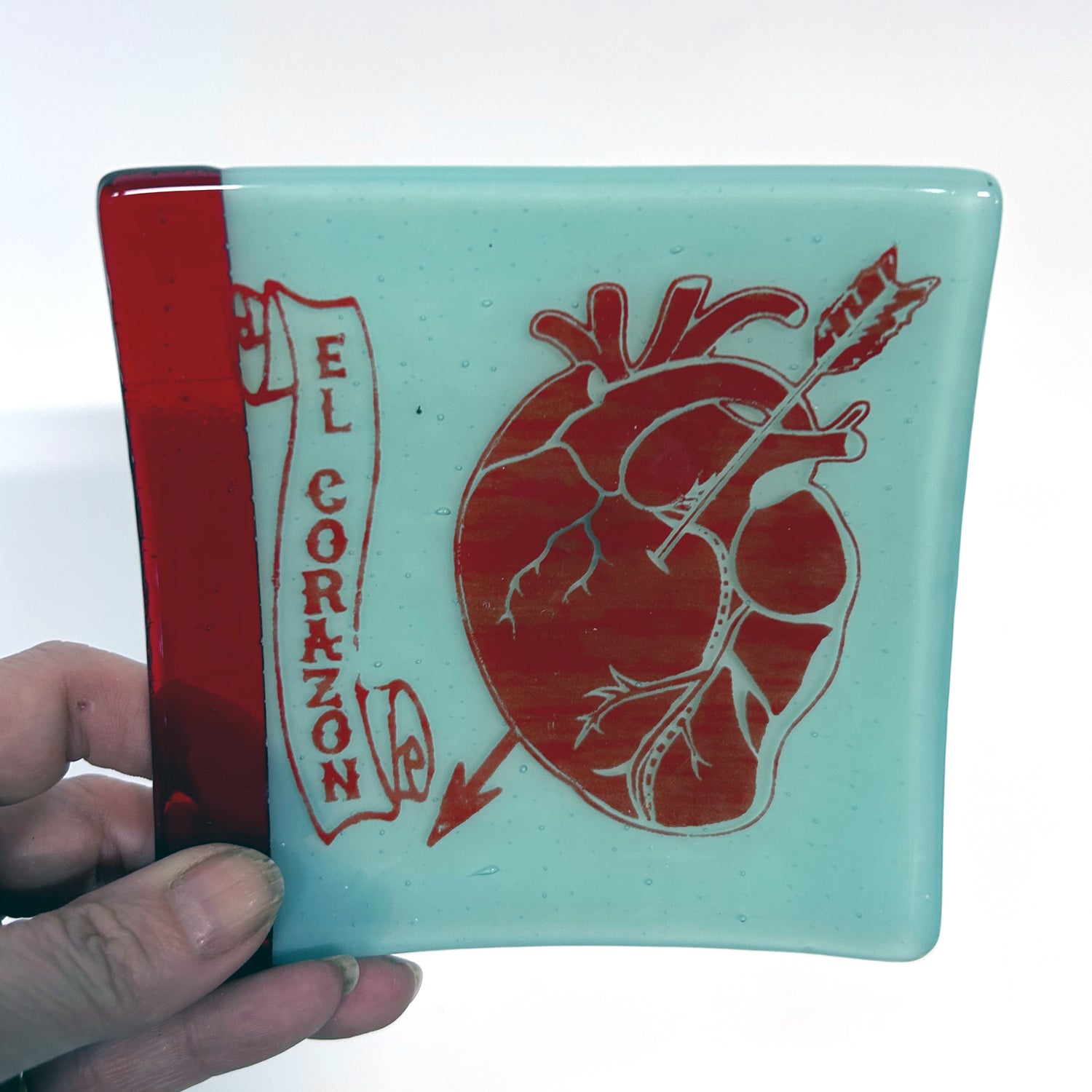 Corazon 4.5" Handmade Fused Glass Catch-all Dish