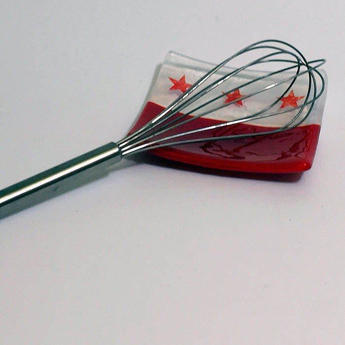 Washington DC Flag 4.5" Handmade Fused Glass Catch-all Dish