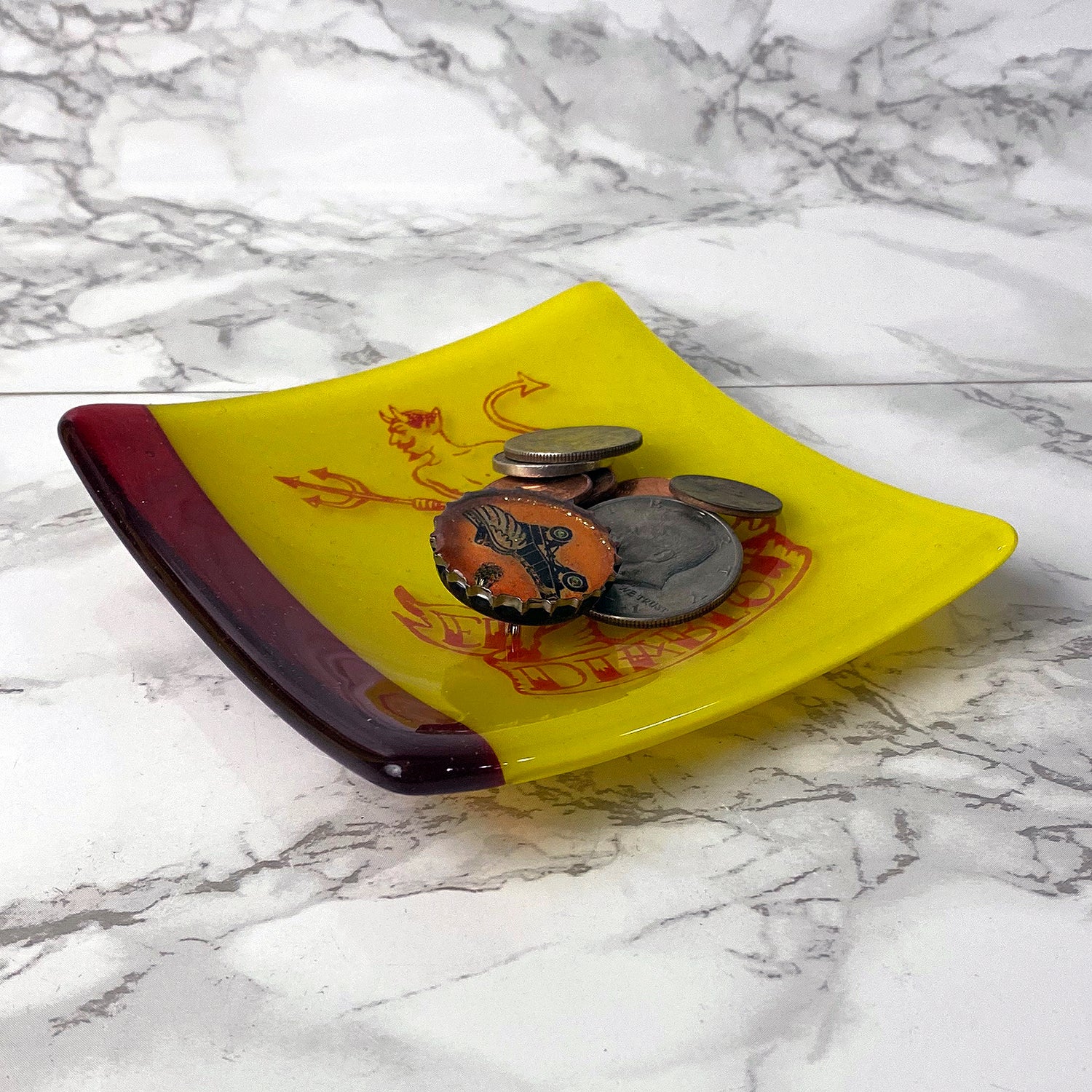 Diablo 4.5" Handmade Fused Glass Catch-all Dish