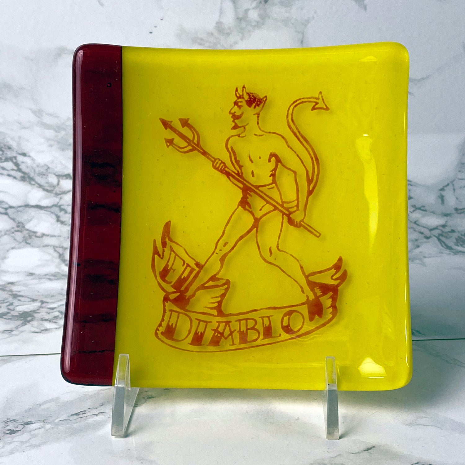 Diablo 4.5" Handmade Fused Glass Catch-all Dish