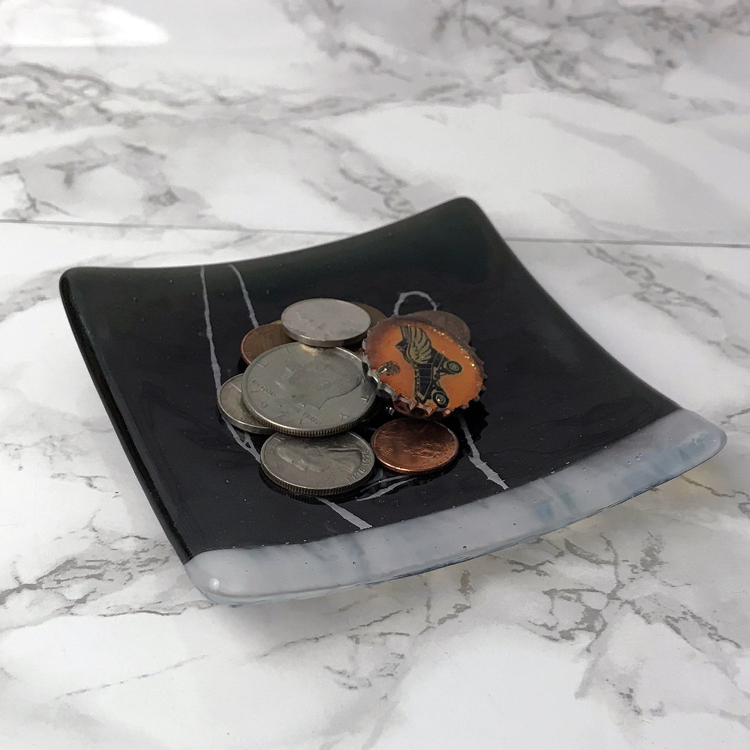 Horns 4.5" Handmade Fused Glass Catch-all Dish