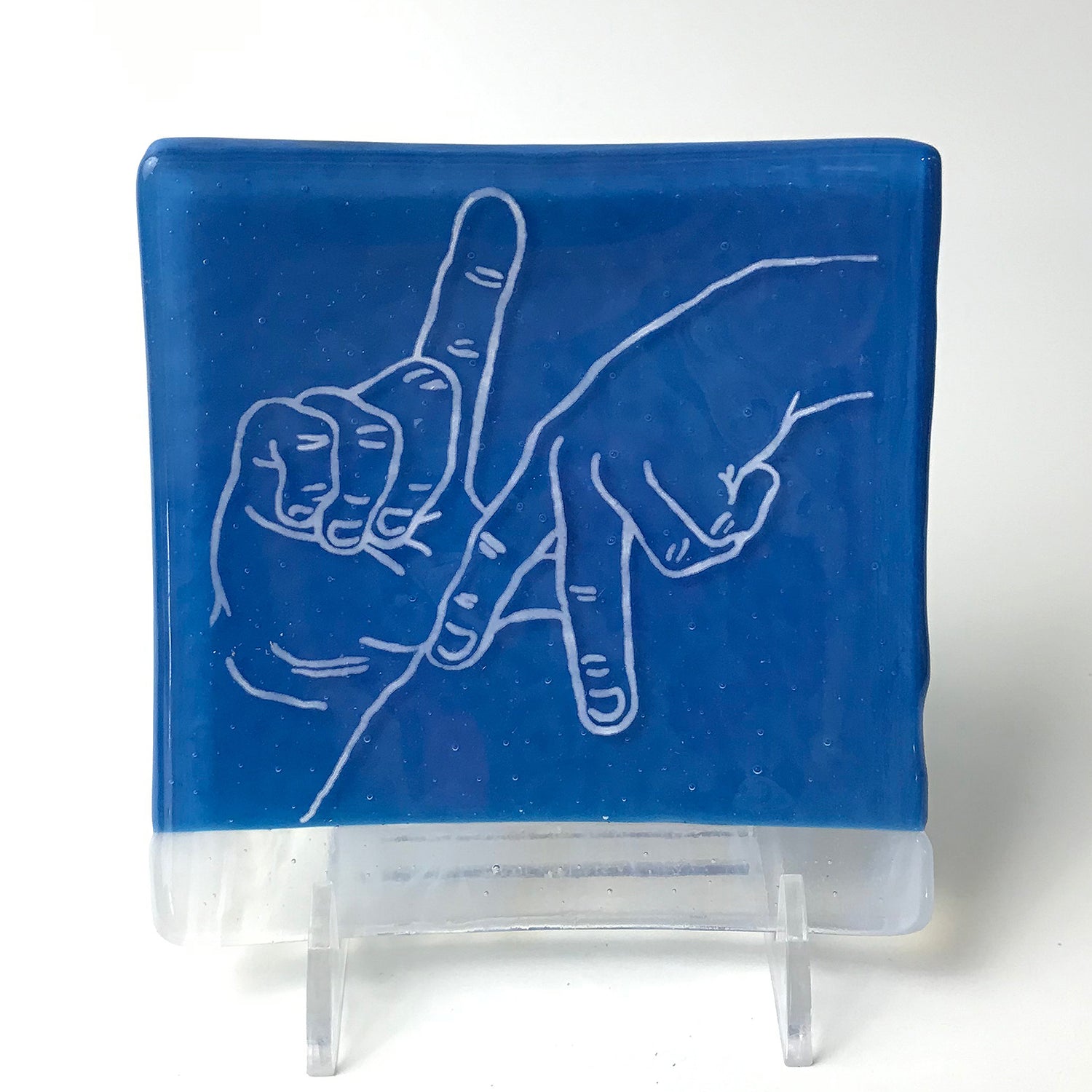 Los Angeles LA Hands 4.5" Handmade Fused Glass Catch-all Dish - made to order