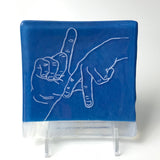 Los Angeles LA Hands 4.5" Handmade Fused Glass Catch-all Dish