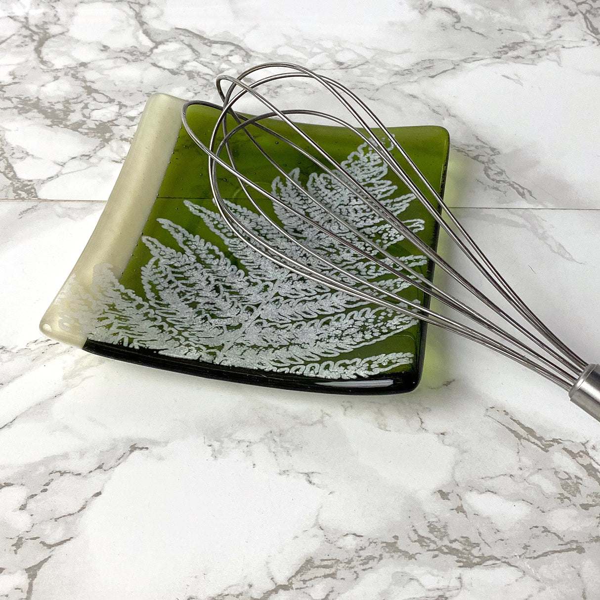 Fern Leaves 4.5" Handmade Fused Glass Catch-all Dish