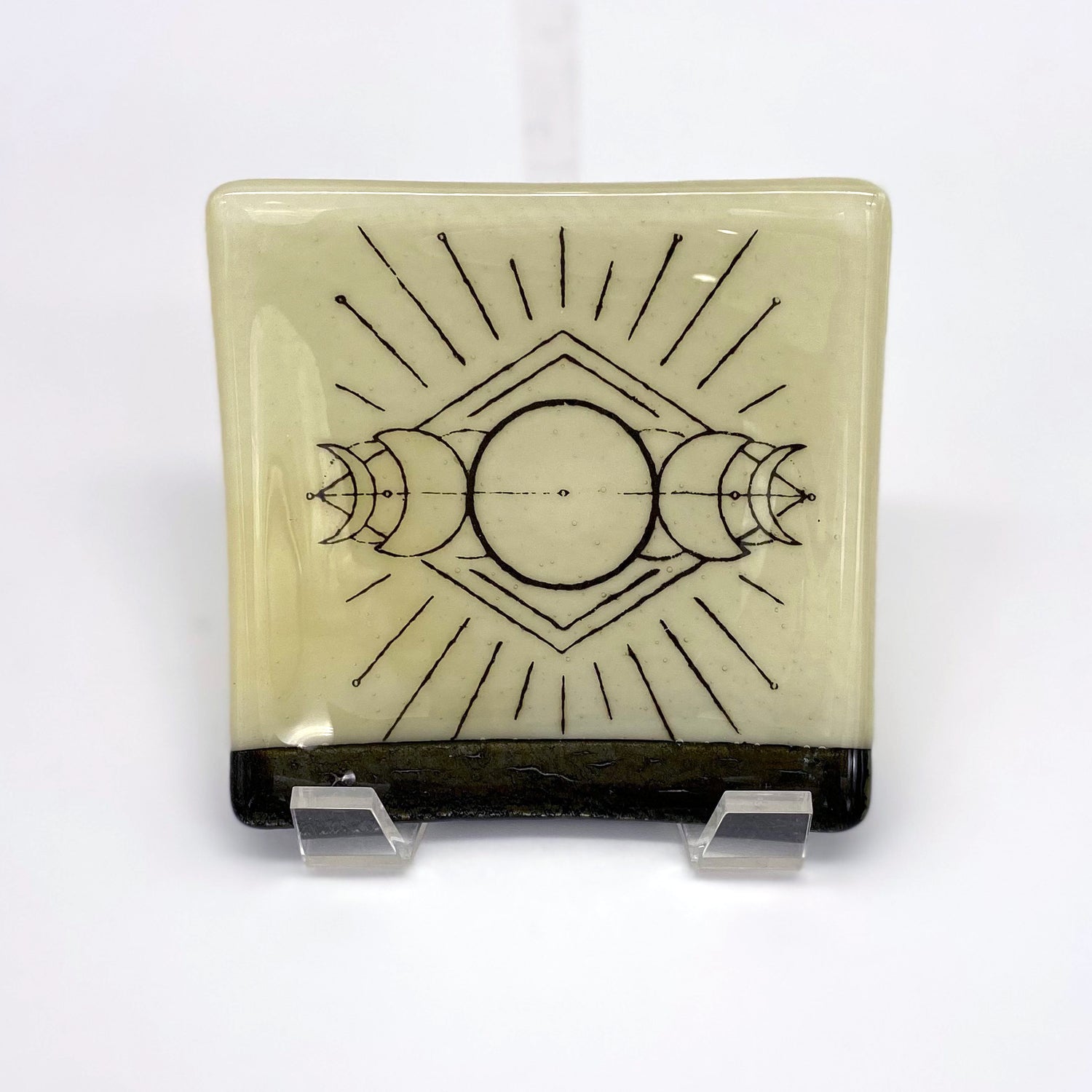 Moon Phases 4.5" Handmade Fused Glass Catch-all Dish