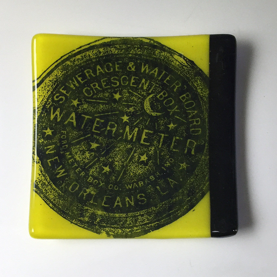 New Orleans Crescent Moon Water Meter 4.5" Handmade Fused Glass Catch-all Dish - made to order